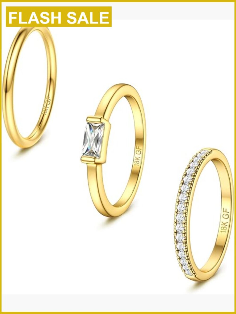 Gold Stackable Birthstone Rings Set - 18K Gold Filled Dainty Stacking Rings